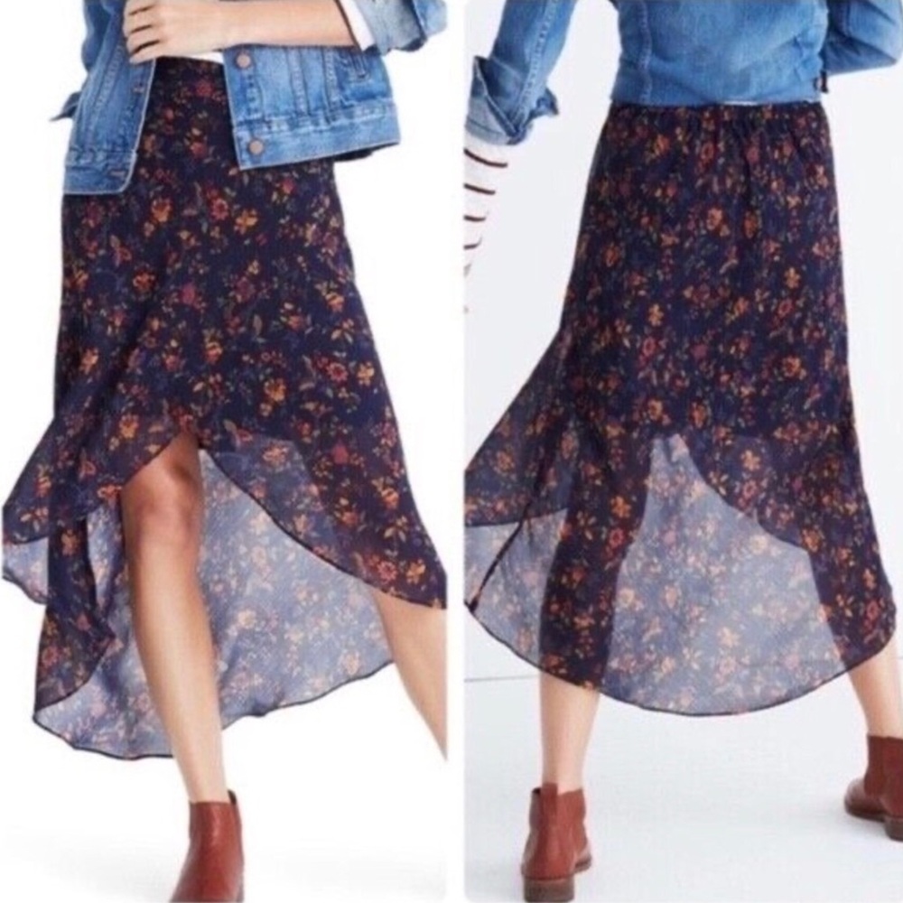 Madewell fairy Balletcore high low sheer floral skirt short underskirt womens 0